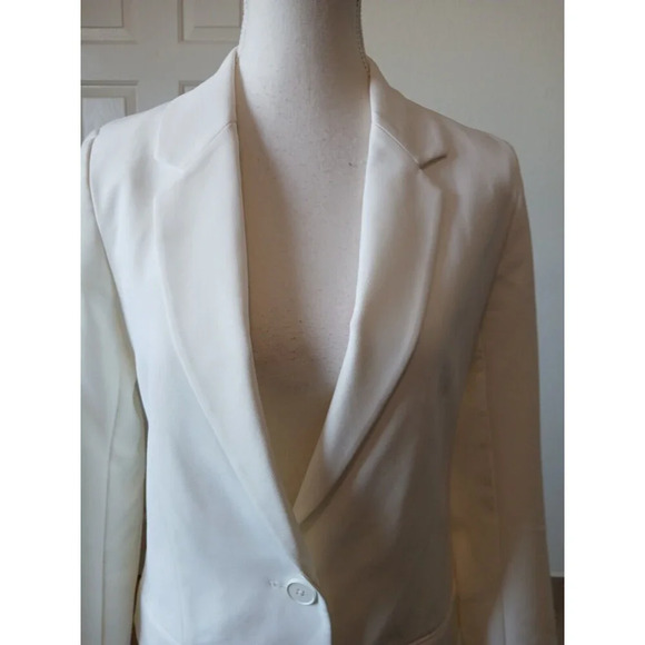 The Drop Blake Long Blazer Cream Ivory  Single Button Notched Collar Size XXS - Picture 9 of 16